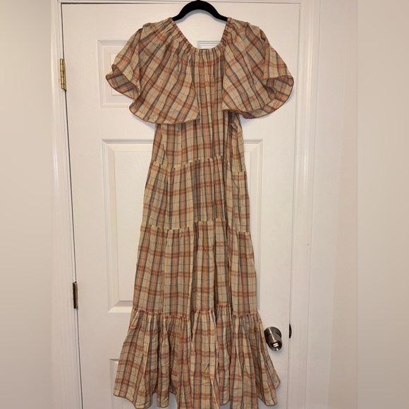 THE GREAT. Iris dress in washed rose plaid Medium - Picture 13 of 15